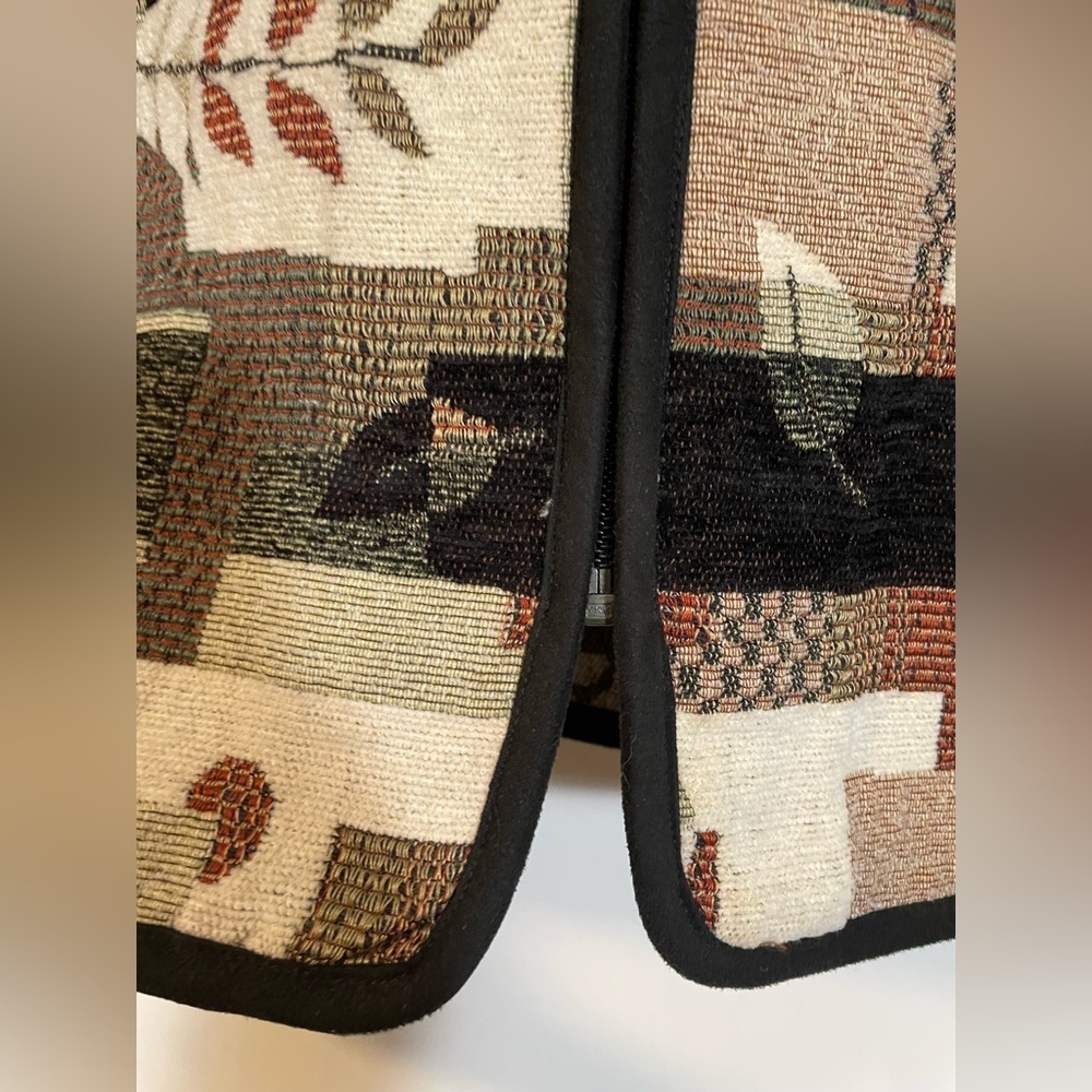 Vintage Studio Works Patchwork Tapestry Jacket Full Zip Fall Brown Leaf Sz Large - Picture 5 of 11